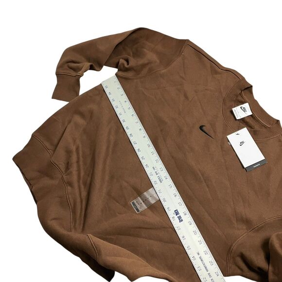 Nike Center Swoosh Chocolate Brown S Sweatshirt Relaxed Sporty Streetwear - Picture 4 of 8